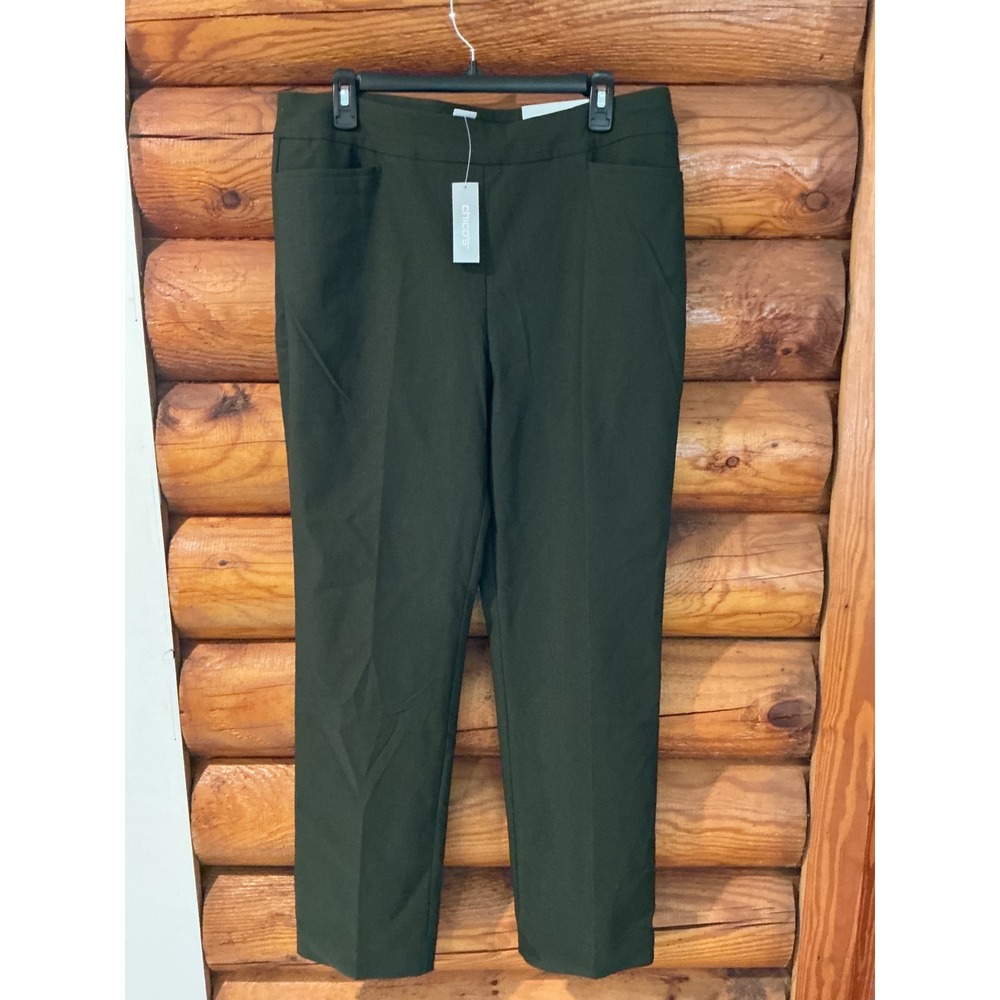Chico's So Slimming 360 Brigitte Slim Leg Pants‎ Green Primordial Forest Size 2R